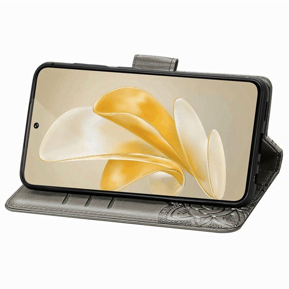For vivo X100 Butterfly Love Flower Embossed Leather Phone Case(Gray)