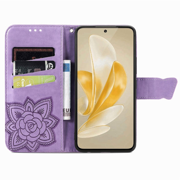 For vivo X100 Butterfly Love Flower Embossed Leather Phone Case(Lavender)