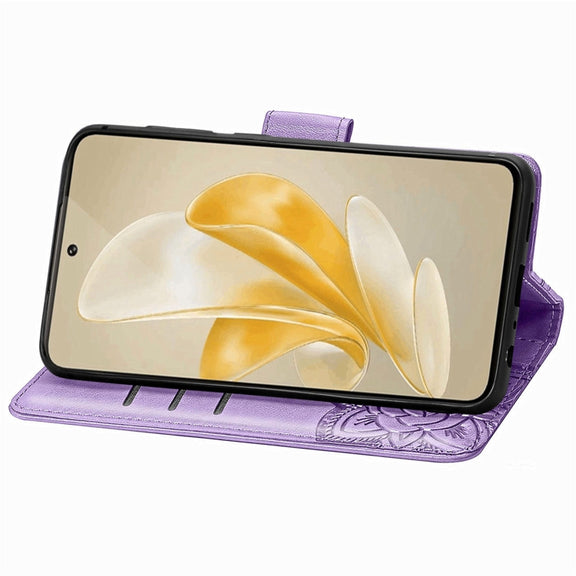 For vivo X100 Butterfly Love Flower Embossed Leather Phone Case(Lavender)