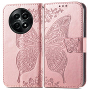 For Realme 12 Butterfly Love Flower Embossed Leather Phone Case(Rose Gold)