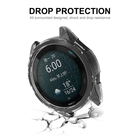 For Garmin Forerunner 265 ENKAY Hat-Prince Transparent TPU Frame Drop Protection Case(Grey)