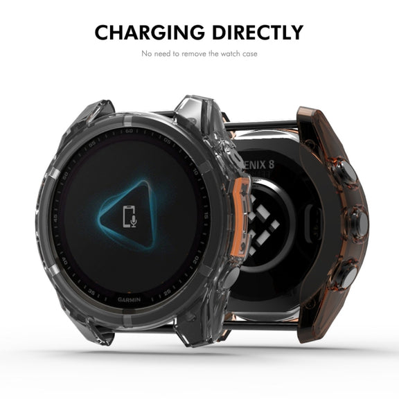 For Garmin Fenix 8 AMOLED 43mm ENKAY Hat-Prince Transparent TPU Frame Drop Protection Case(Grey)