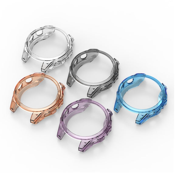 For Garmin Fenix 8 AMOLED 43mm ENKAY Hat-Prince Transparent TPU Frame Drop Protection Case(Blue)