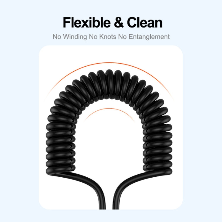 ENKAY Type-C to Type-C / 8 Pin 3A Elbow Expansion Spring Coiled Fast Chrging Data Cable, Length: 1.5m