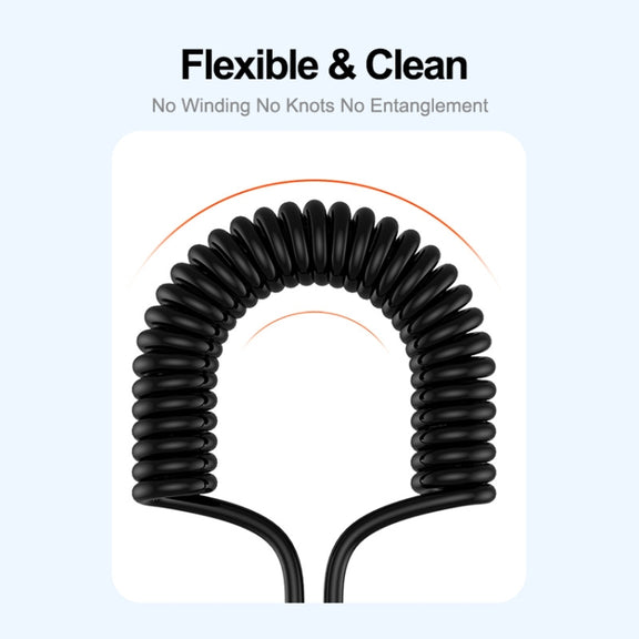 ENKAY Type-C to Type-C / 8 Pin 3A Elbow Expansion Spring Coiled Fast Chrging Data Cable, Length: 1.5m