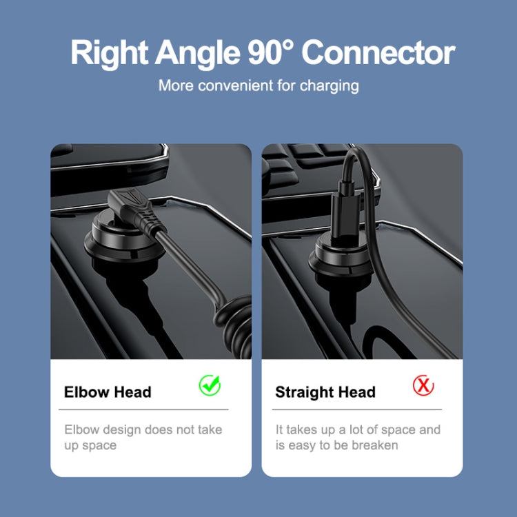 ENKAY Type-C to Type-C / 8 Pin 3A Elbow Expansion Spring Coiled Fast Chrging Data Cable, Length: 1.5m