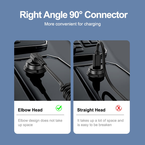 ENKAY Type-C to Type-C / 8 Pin 3A Elbow Expansion Spring Coiled Fast Chrging Data Cable, Length: 1.5m