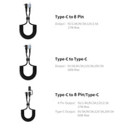 ENKAY Type-C to Type-C / 8 Pin 3A Elbow Expansion Spring Coiled Fast Chrging Data Cable, Length: 1.5m