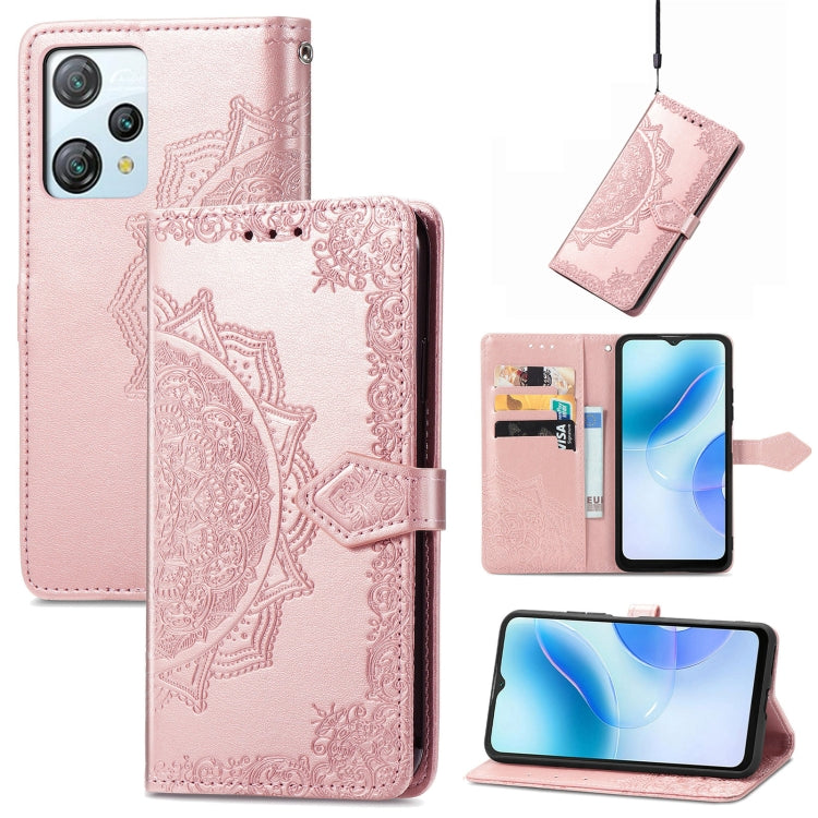 For Blackview A53 Mandala Flower Embossed Leather Phone Case(Rose Gold)