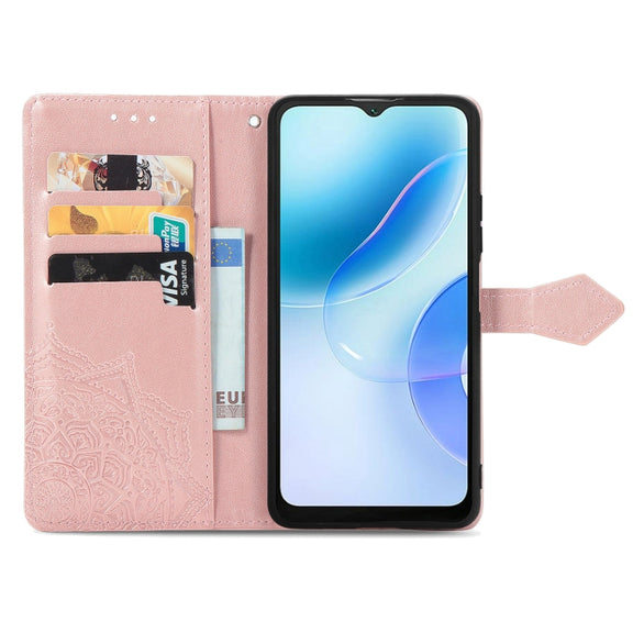 For Blackview A53 Mandala Flower Embossed Leather Phone Case(Rose Gold)