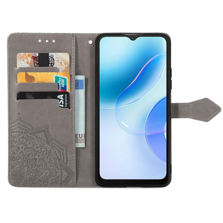 For Blackview A53 Mandala Flower Embossed Leather Phone Case(Gray)