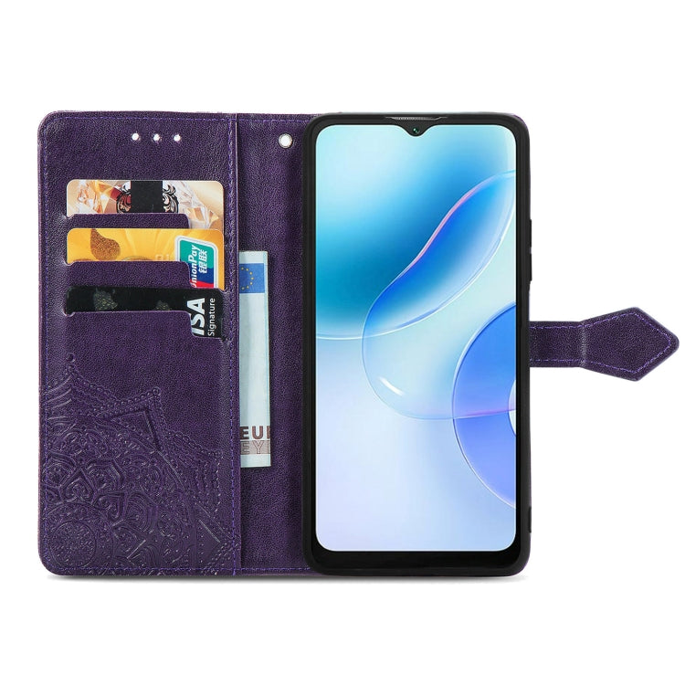 For Blackview A53 Mandala Flower Embossed Leather Phone Case(Purple)
