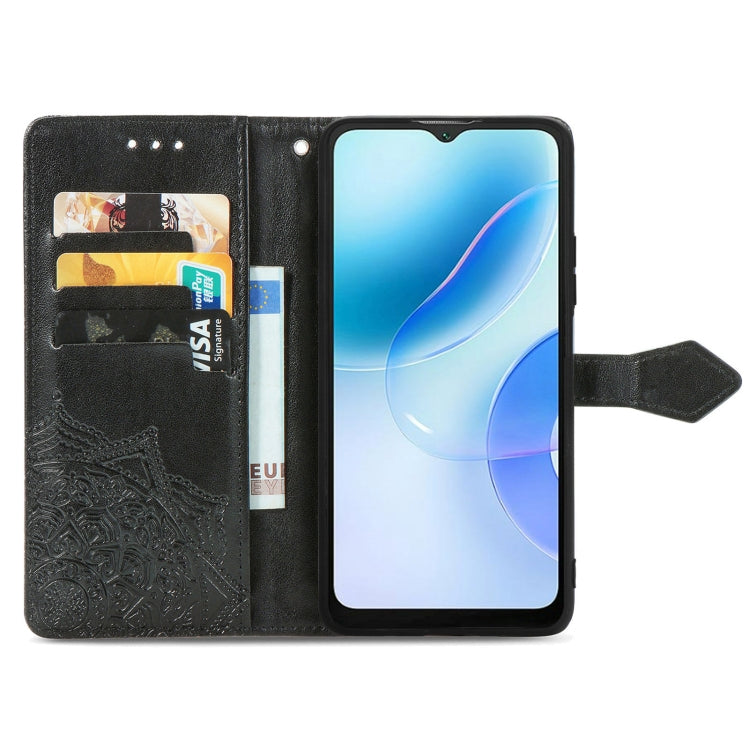 For Blackview A53 Mandala Flower Embossed Leather Phone Case(Black)