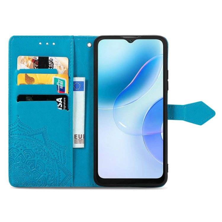 For Blackview A53 Mandala Flower Embossed Leather Phone Case(Blue)