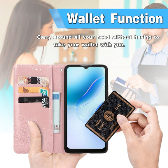For Blackview A53 Mandala Flower Embossed Leather Phone Case(Rose Gold)