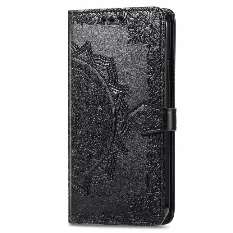 For Motorola Moto G Play 2024 Mandala Flower Embossed Leather Phone Case(Black)