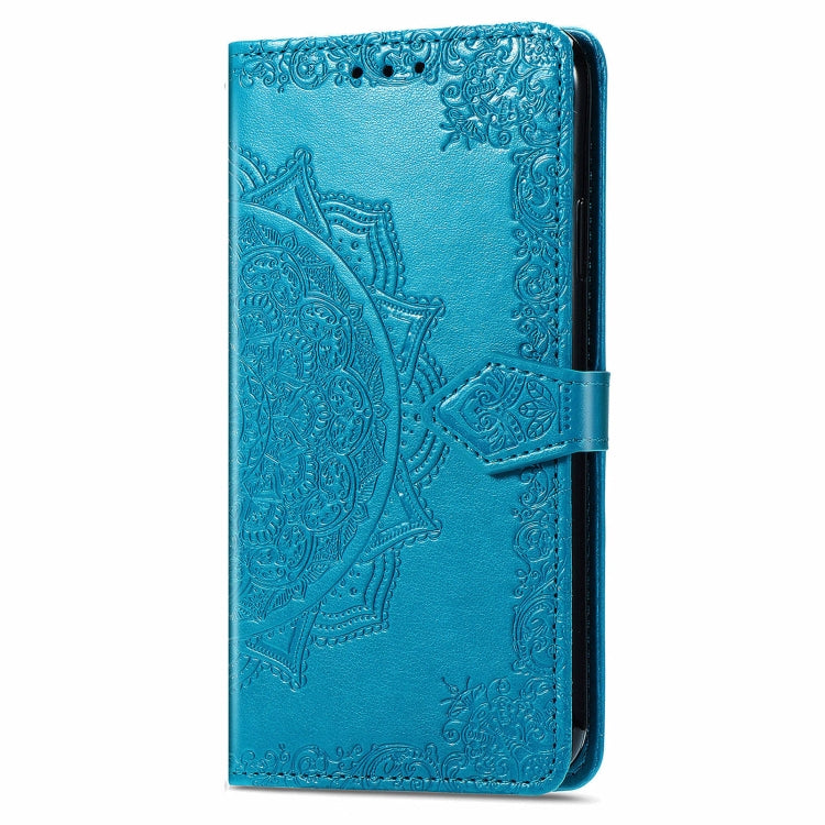 For Motorola Moto G Play 2024 Mandala Flower Embossed Leather Phone Case(Blue)