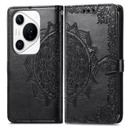 For Huawei Pura 70 Mandala Flower Embossed Leather Phone Case(Black)