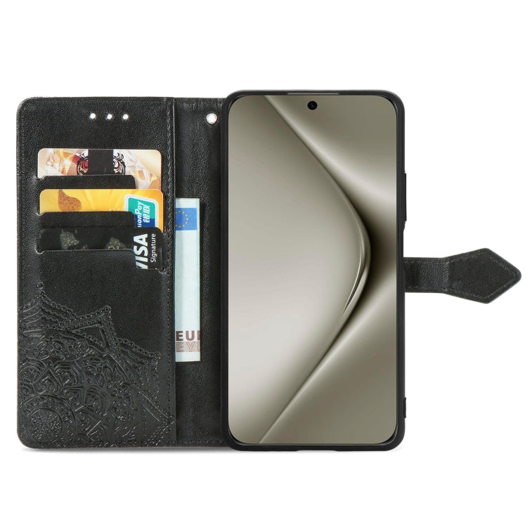 For Huawei Pura 70 Mandala Flower Embossed Leather Phone Case(Black)
