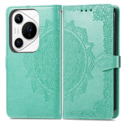 For Huawei Pura 70 Mandala Flower Embossed Leather Phone Case(Green)