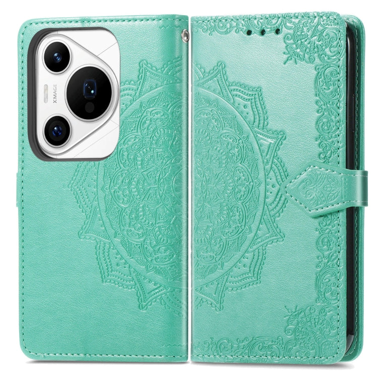 For Huawei Pura 70 Mandala Flower Embossed Leather Phone Case(Green)