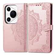 For Huawei Pura 70 Pro+ Mandala Flower Embossed Leather Phone Case(Rose Gold)