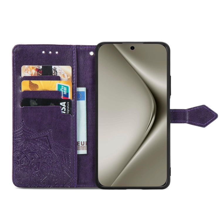For Huawei Pura 70 Pro+ Mandala Flower Embossed Leather Phone Case(Purple)