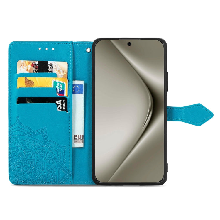 For Huawei Pura 70 Pro+ Mandala Flower Embossed Leather Phone Case(Blue)