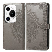 For Huawei Pura 70 Ultra Mandala Flower Embossed Leather Phone Case(Gray)