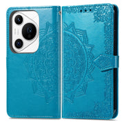 For Huawei Pura 70 Ultra Mandala Flower Embossed Leather Phone Case(Blue)