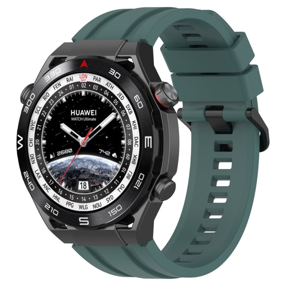For Huawei Watch Ultimate Long & Short Sports Solid Color Silicone Watch Band Set(Olive Green)