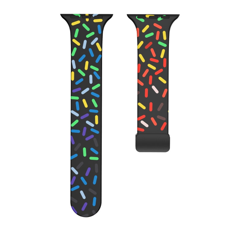 For Apple Watch Ultra 49mm Rainbow Dots Silicone Magnetic Black Buckle Watch Band(Black)