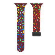 For Apple Watch 7 41mm Rainbow Dots Silicone Magnetic Black Buckle Watch Band(Wine)