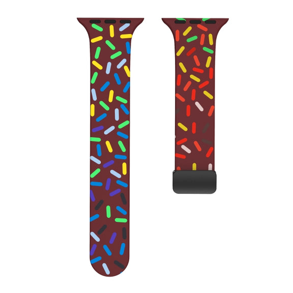 For Apple Watch 7 41mm Rainbow Dots Silicone Magnetic Black Buckle Watch Band(Wine)
