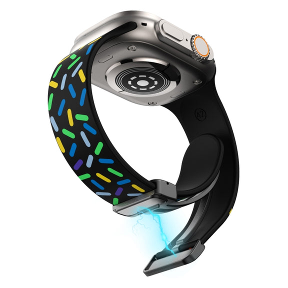 For Apple Watch 4 40mm Rainbow Dots Silicone Magnetic Black Buckle Watch Band(Black)