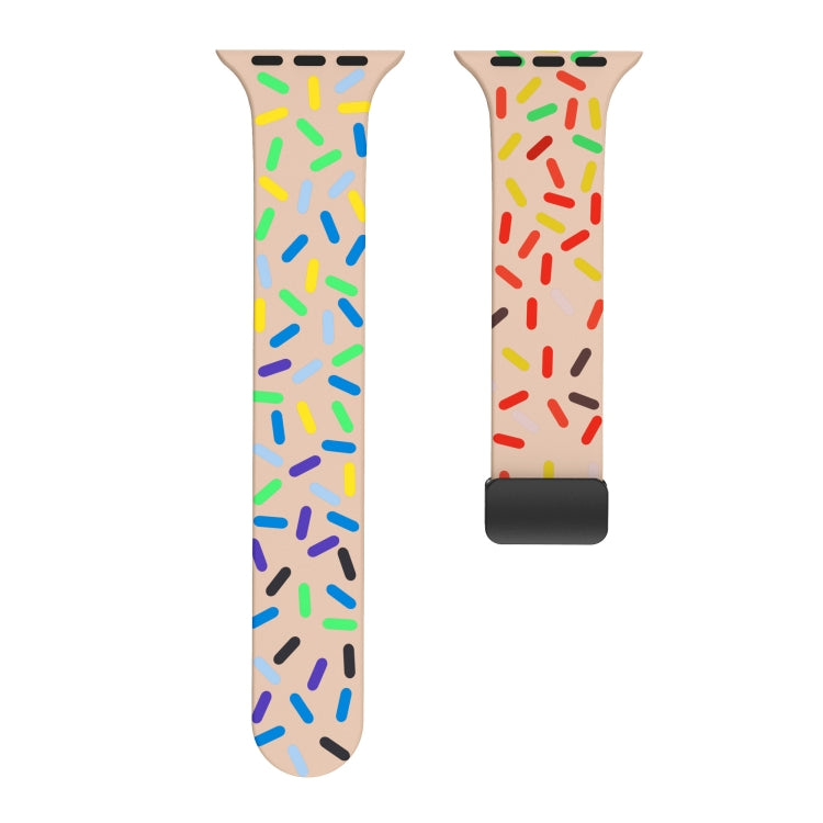 For Apple Watch 4 40mm Rainbow Dots Silicone Magnetic Black Buckle Watch Band(Pink)