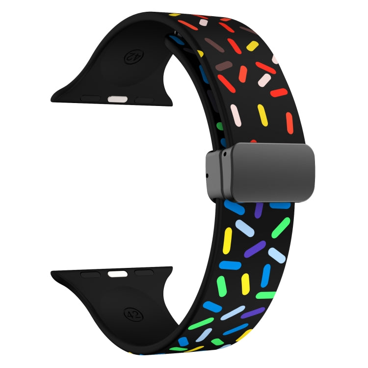 For Apple Watch 2 38mm Rainbow Dots Silicone Magnetic Black Buckle Watch Band(Black)