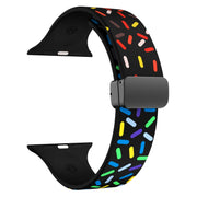 For Apple Watch 2 38mm Rainbow Dots Silicone Magnetic Black Buckle Watch Band(Black)