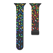For Apple Watch 2 38mm Rainbow Dots Silicone Magnetic Black Buckle Watch Band(Black)