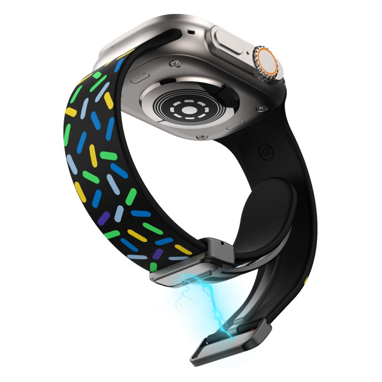 For Apple Watch 2 38mm Rainbow Dots Silicone Magnetic Black Buckle Watch Band(Black)