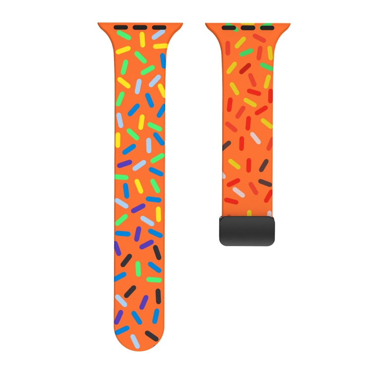 For Apple Watch 38mm Rainbow Dots Silicone Magnetic Black Buckle Watch Band(Orange)