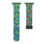 For Apple Watch 38mm Rainbow Dots Silicone Magnetic Black Buckle Watch Band(Green)