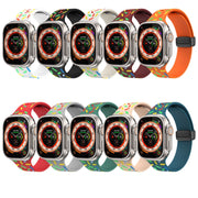 For Apple Watch 4 40mm Rainbow Dots Silicone Magnetic Black Buckle Watch Band(White)