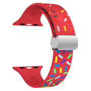 For Apple Watch Ultra 49mm Rainbow Dots Silicone Magnetic Buckle Watch Band(Red)