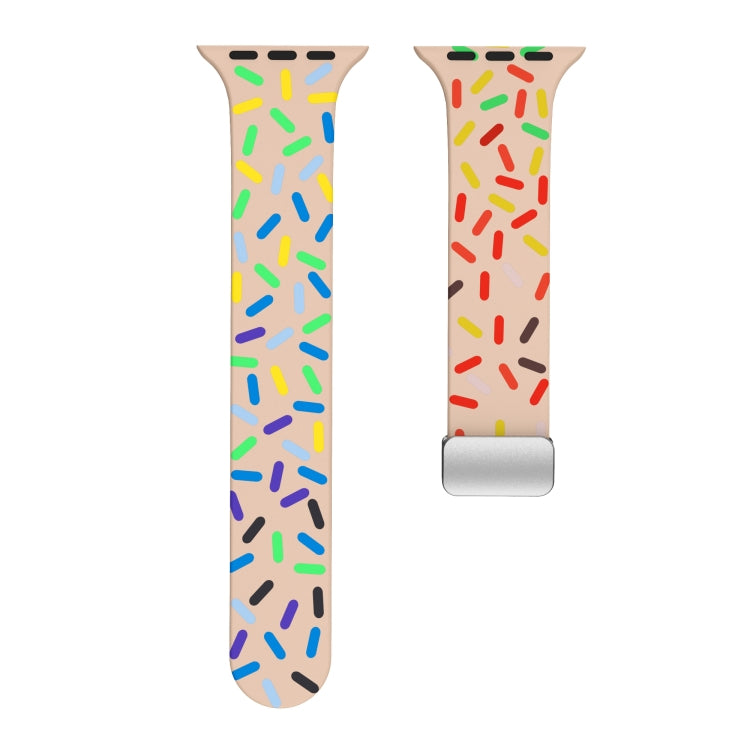 For Apple Watch 7 41mm Rainbow Dots Silicone Magnetic Buckle Watch Band(Pink)