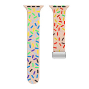 For Apple Watch 7 41mm Rainbow Dots Silicone Magnetic Buckle Watch Band(Pink)
