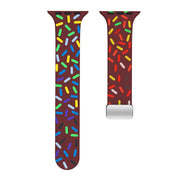 For Apple Watch 7 41mm Rainbow Dots Silicone Magnetic Buckle Watch Band(Wine)