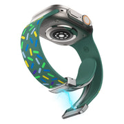 For Apple Watch 7 41mm Rainbow Dots Silicone Magnetic Buckle Watch Band(Green)