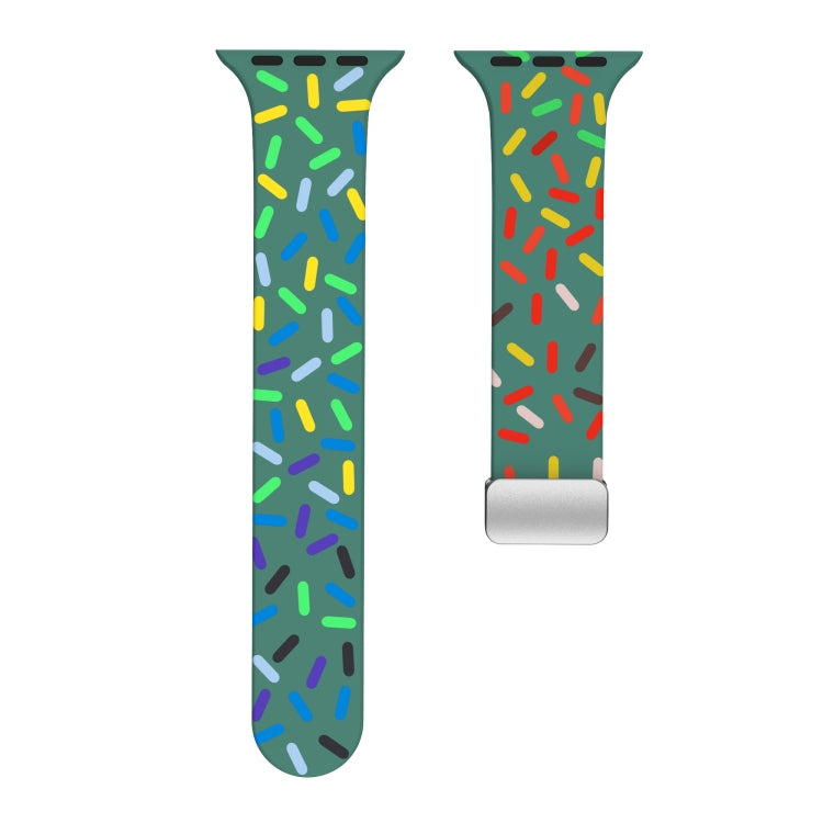 For Apple Watch 7 41mm Rainbow Dots Silicone Magnetic Buckle Watch Band(Green)