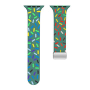 For Apple Watch 7 41mm Rainbow Dots Silicone Magnetic Buckle Watch Band(Green)